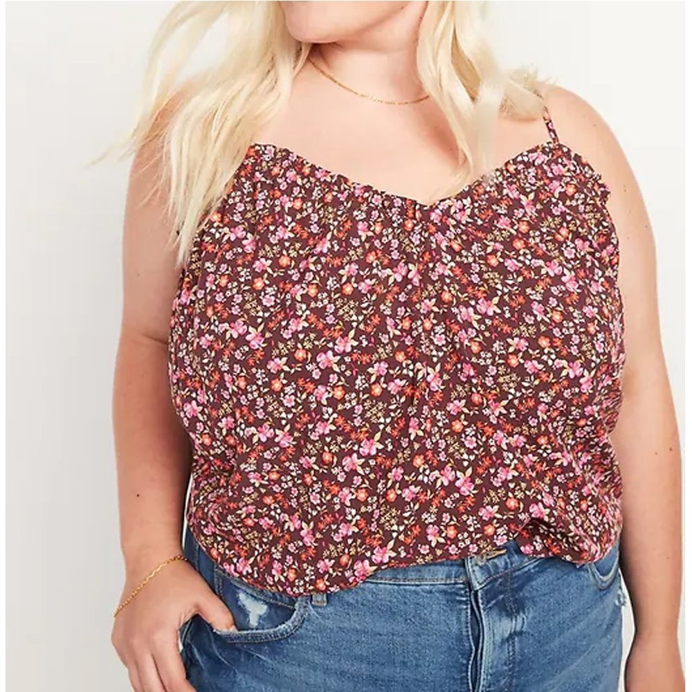 BUNDLE (2) NWT Old Navy Womens V Neck Floral Print Swing Cami Top Size 2X